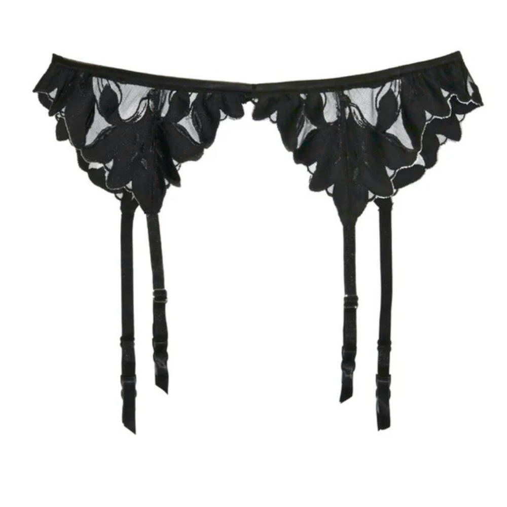 FLEUR DU MAL Lily Embroidery Garter Belt